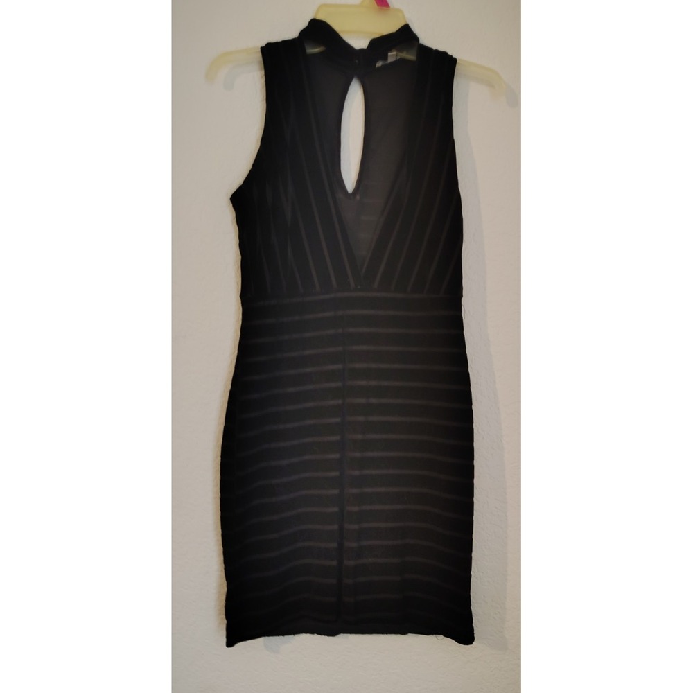 Charlotte Russe Black Velvet Low Cut Sleeveless Mini Bodycon Dress Size M